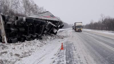 На трассе М5 в Путятинском районе перевернулась фура